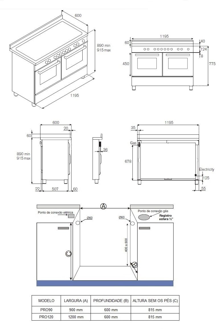 1_5_58_1_1 FOGÃO BERTAZZONI PROFESSIONAL PRO126G2EART