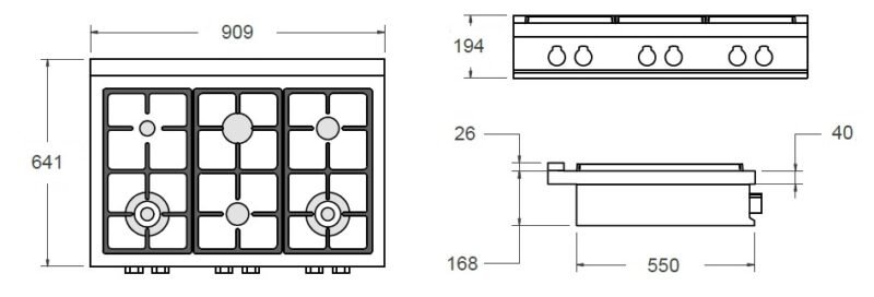 RANGETOP BERTAZZONI PROFESSIONAL PROF366RTBXT